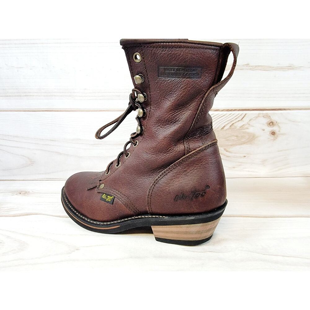 AdTec Brown Leather Kiltie Packer Western Boot Childrens Size 6 Like New - Picture 13 of 16